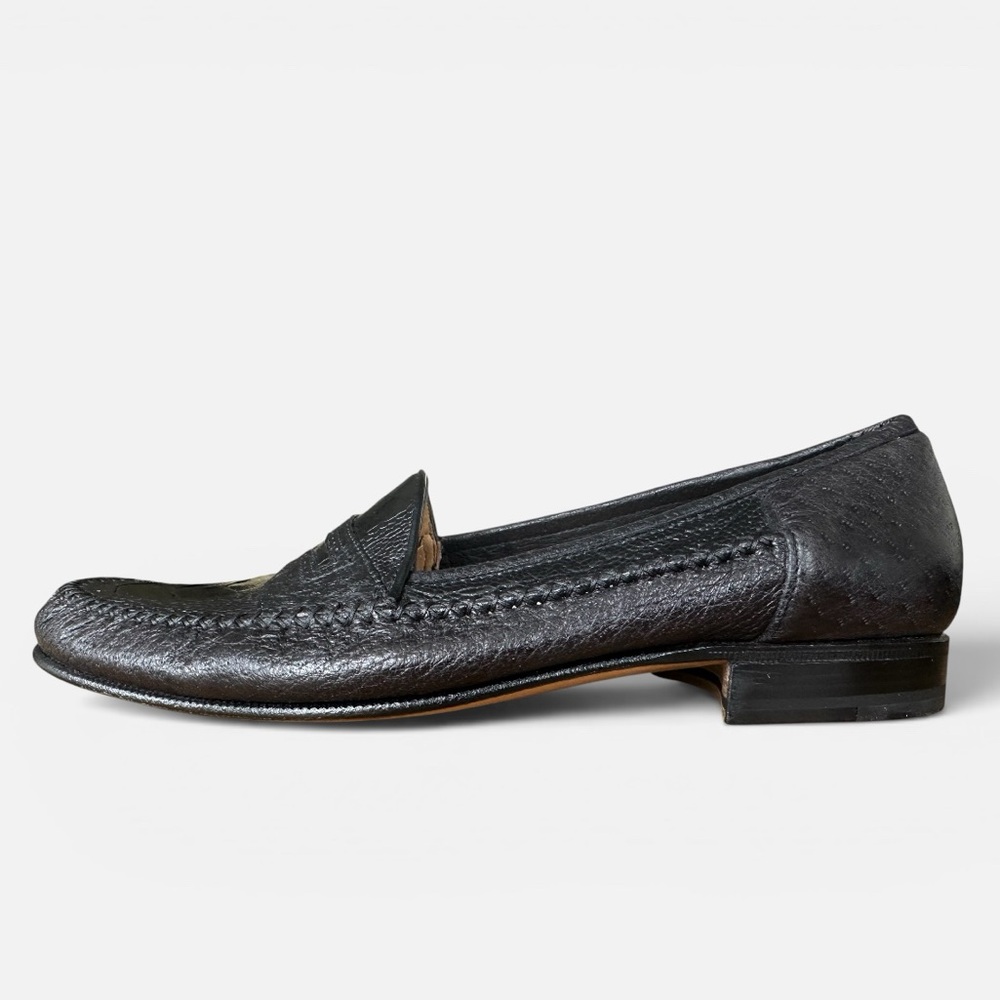Moreschi Black Leather Loafers Made in Italy Men’s Size 9 - Picture 2 of 7